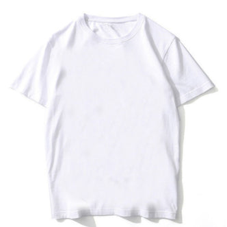 Men's And Women's Solid Color White Printed Short Sleeve