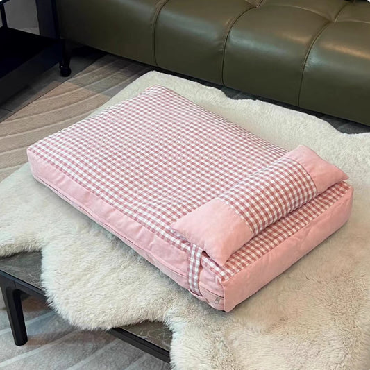 Pet Plaid Color Matching Kennel Removable And Washable Mattress