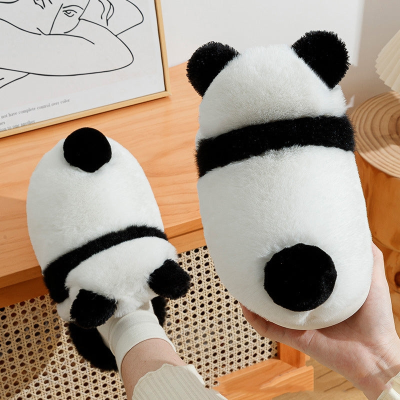 Winter Three-dimensional Panda Fleece-lined Thickened Cotton Slippers