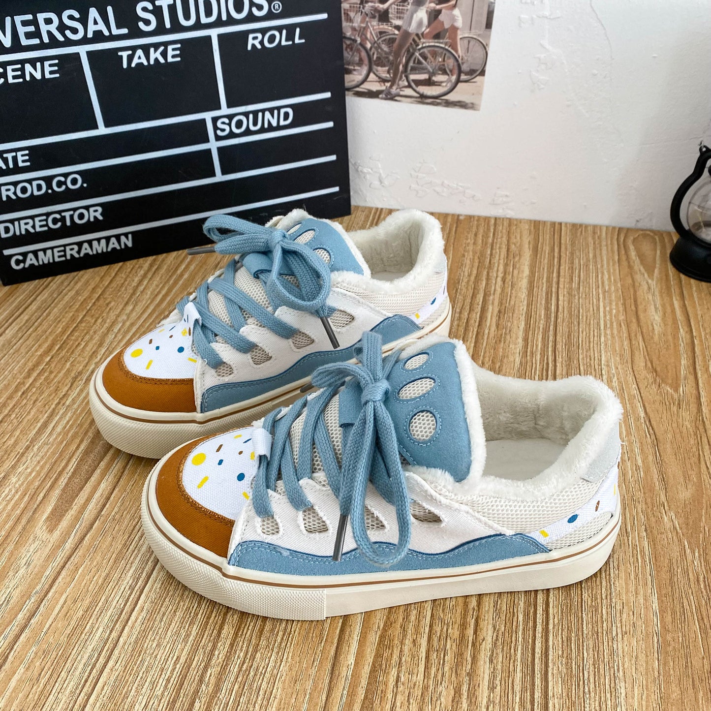 New Winter Warm Latex Insole Fleece-lined Bread Shoes Women