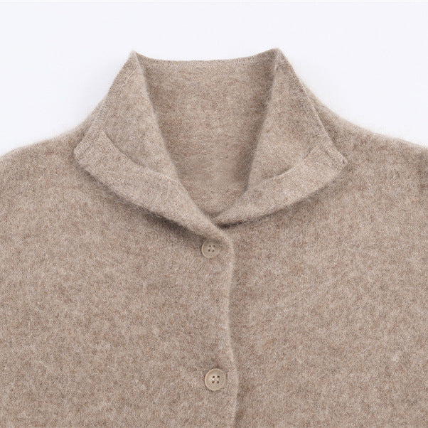 Korean-style Loose Casual High-neck Sweater Cardigan For Women