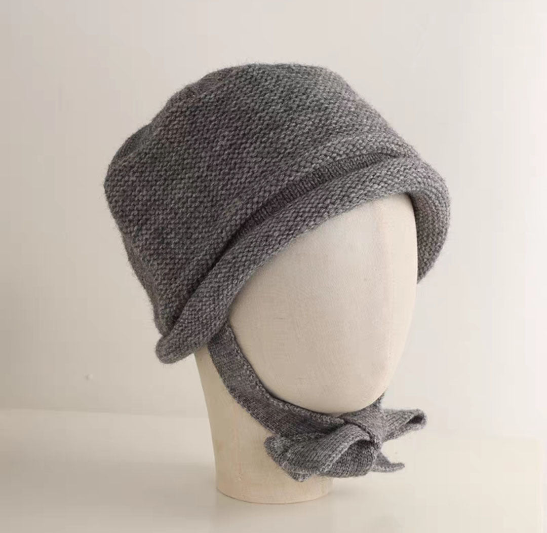 Women's Lace-up Wool Knitted Leifeng Hat
