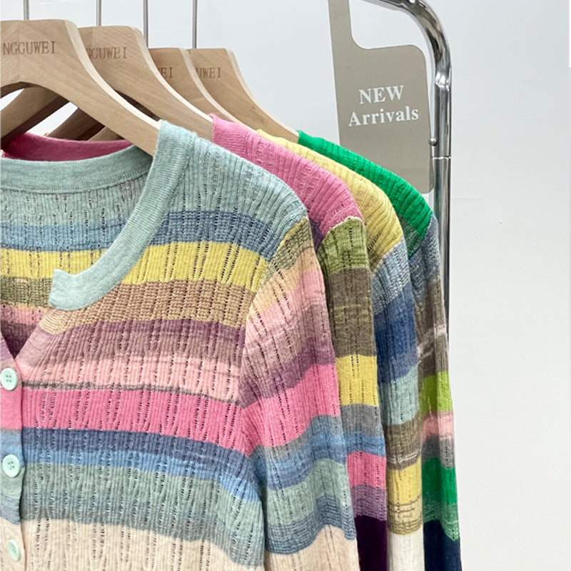 Women's Colorful Sweater Cardigan Spring New V-neck