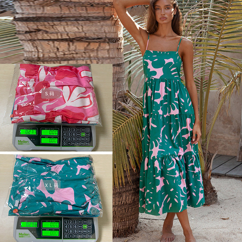 Printed A-line Long Casual Swing Dress For Women