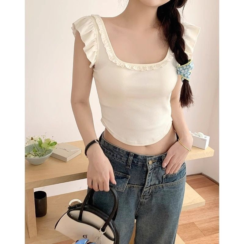 Women's Square Neck Sexy Back Hem Top