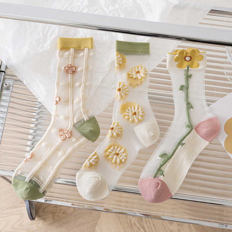 Medium Tube Socks With Transparent Tulip