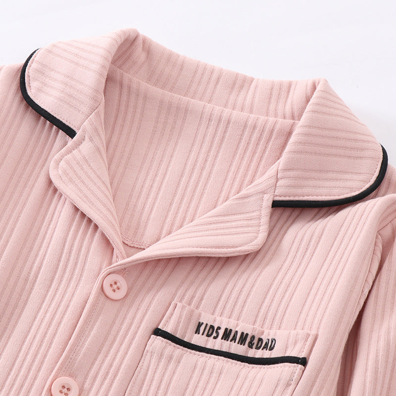 Children's Parent-child Homewear Suit Lapel Cotton