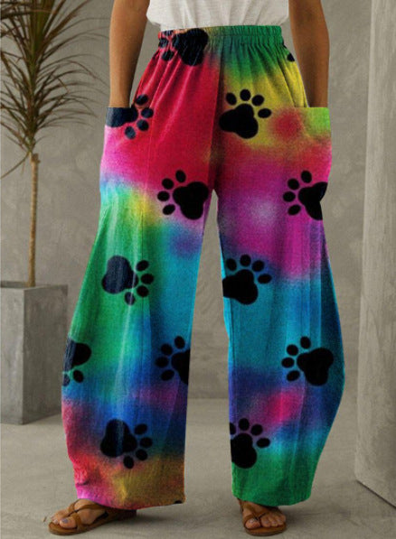 Printed 3D Trendy Irregular Wide-leg Pants