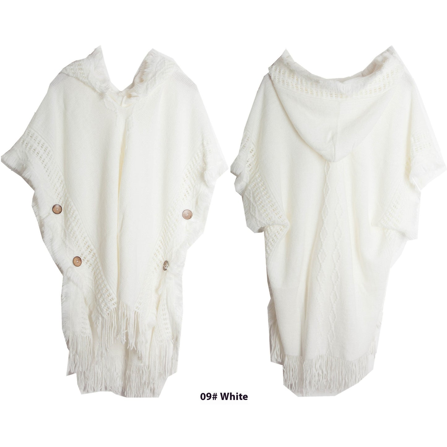 Button Shawl Bohemian Tassel Sweater