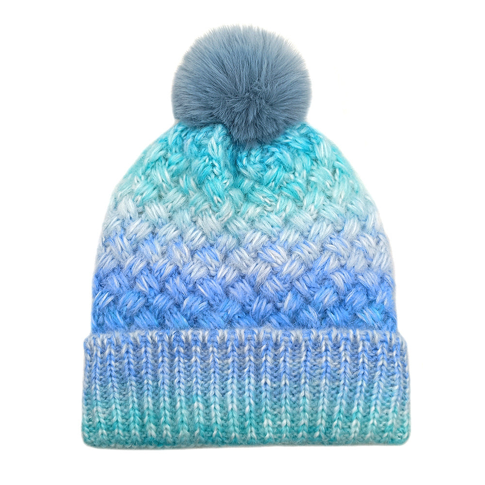 Cold-proof Woolen Cap Female Fleece-lined Thermal Knitting