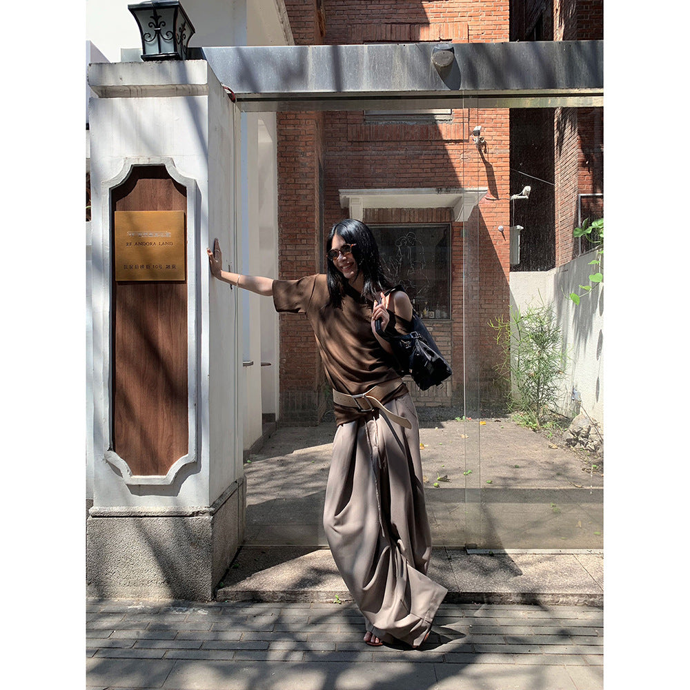 Chic Pleated Wide-leg Pants For Women Summer Style Relaxed Fit