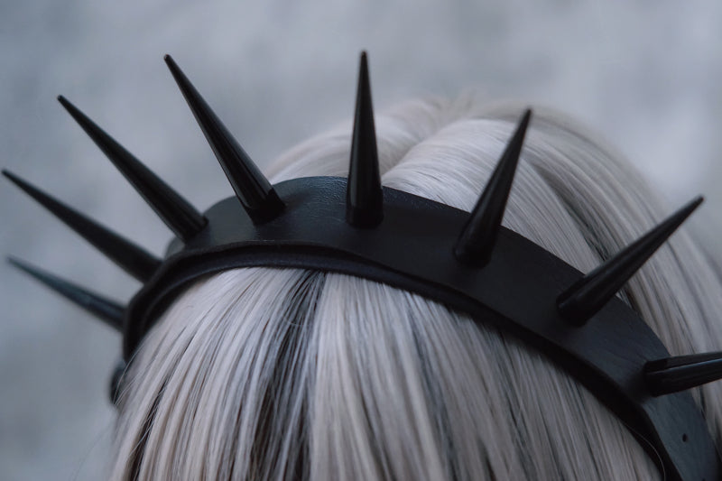 Dark Punk Handmade Imitation Leather Exaggerated Rivet Headband