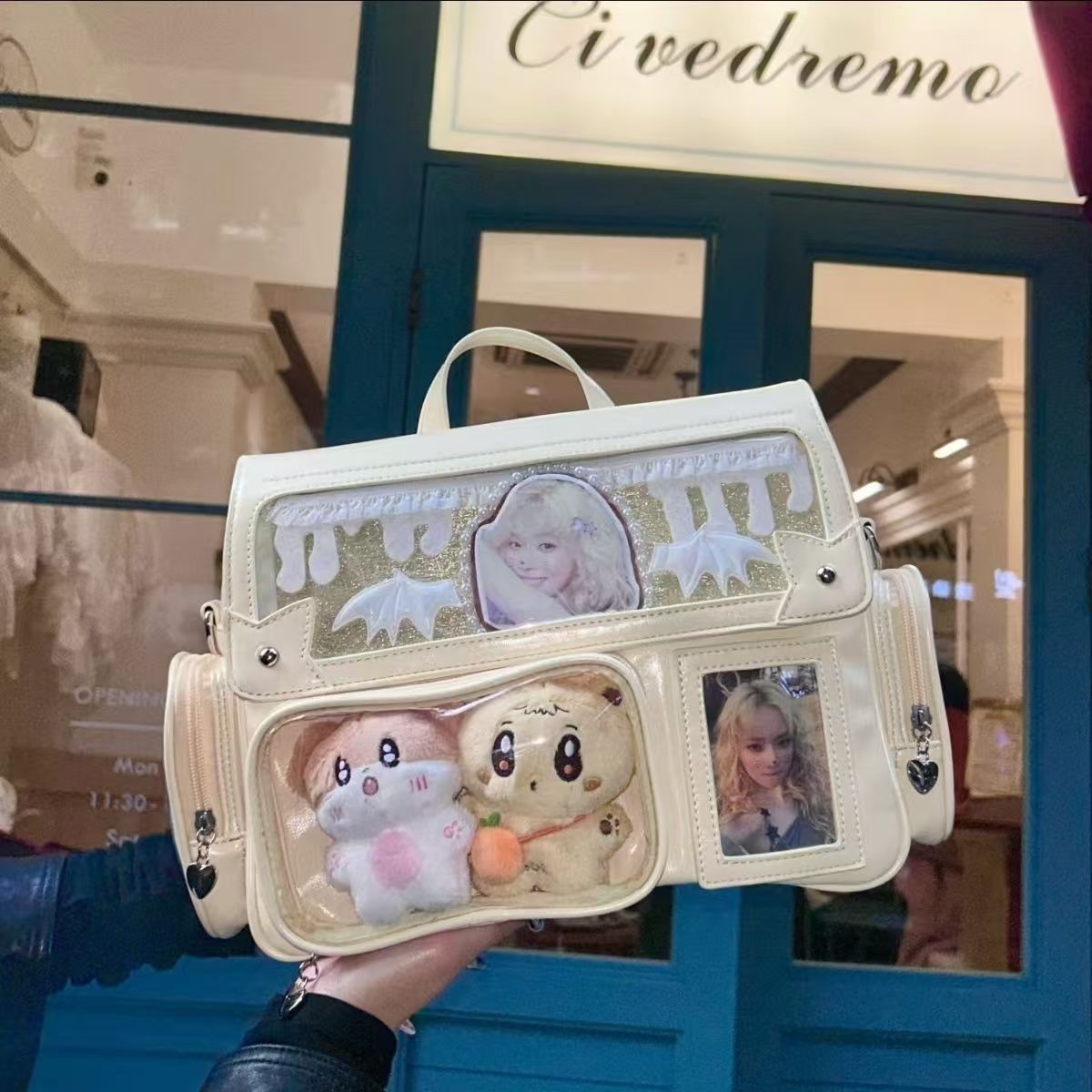 Hidden Light Plate Shoulder Cartoon Backpack Amusement Park Cartoon Backpack Crossbody Bag