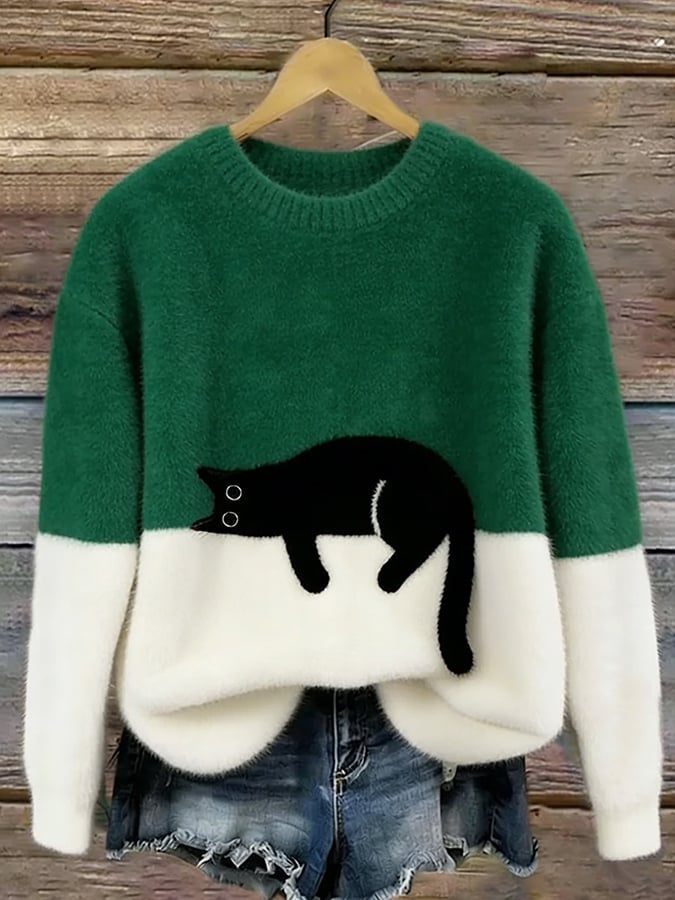 Womens Christmas Pullover Fleece Long-Sleeve Sweater