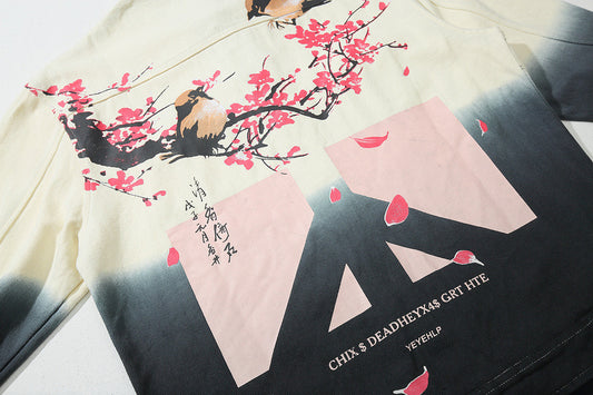 Floral Print National Tide Autumn Hip Hop Denim Male