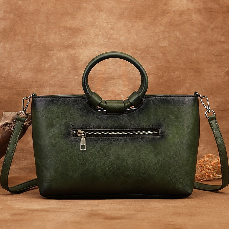 Embossed Retro Contrast Color Elegant Artistic National Style Small Square Bag