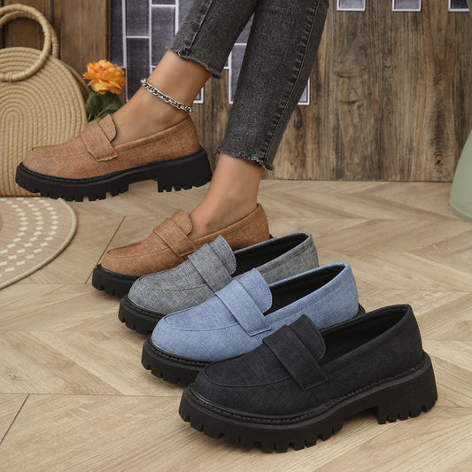 Retro platforms loafers afslappede alsidige enkeltlags sko