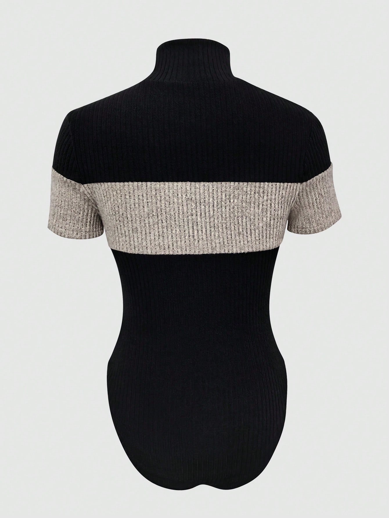 Fashionable Contrasting-Color Striped Knitted Sports Jumpsuit