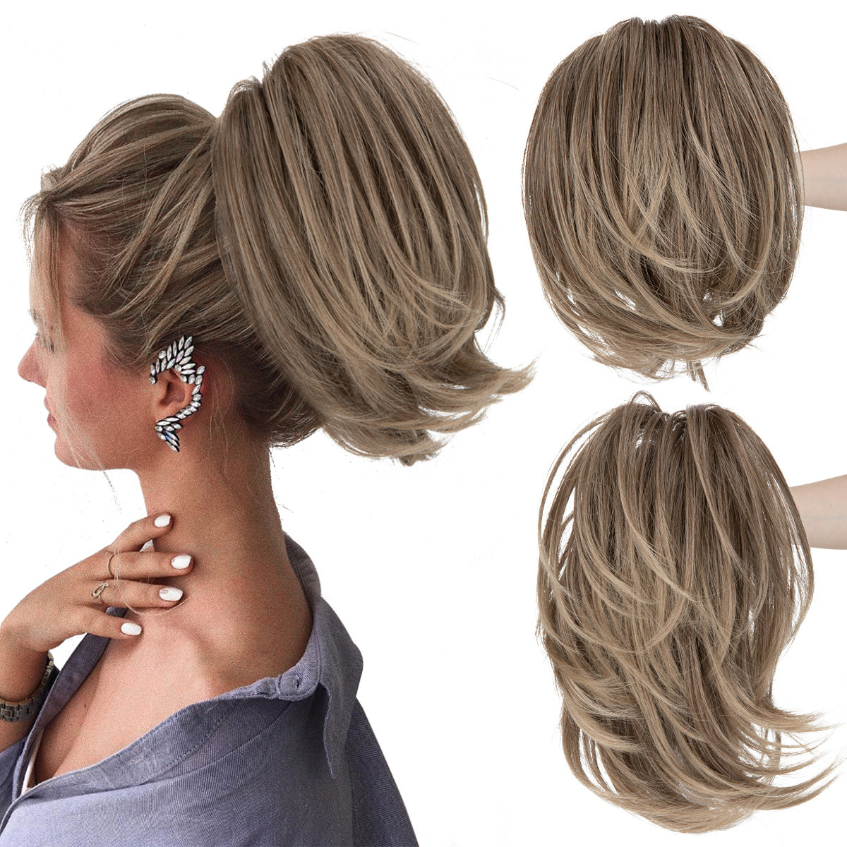 Wig Female Ponytail Short Grip Curly Hair