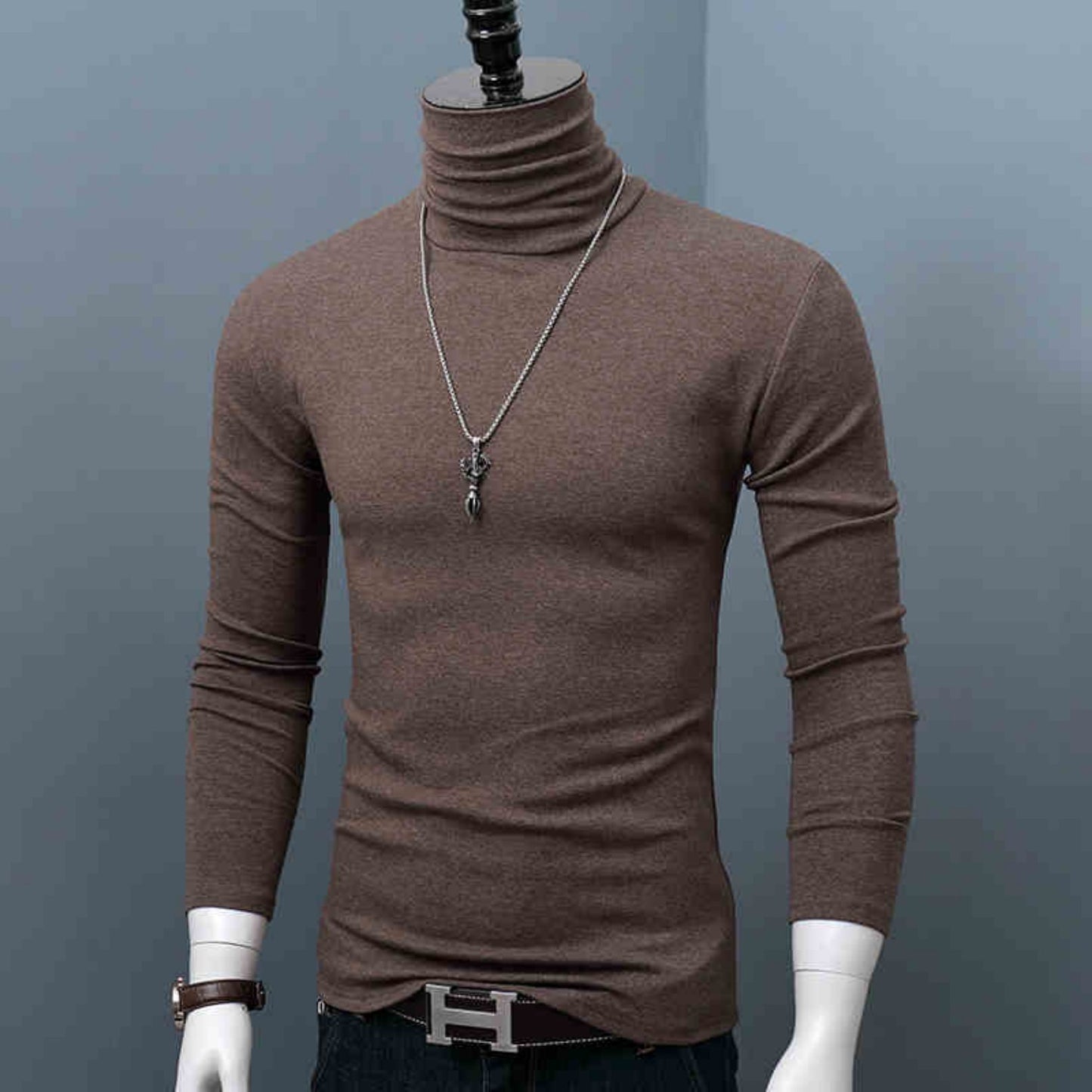 Men's High Neck Base Shirt Made Of Pure Cotton