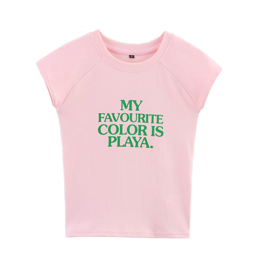 Fashion Simple Casual All-match Short Sleeve Printed T-shirt