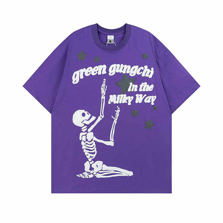 American Retro Star Skull Print Short Sleeve