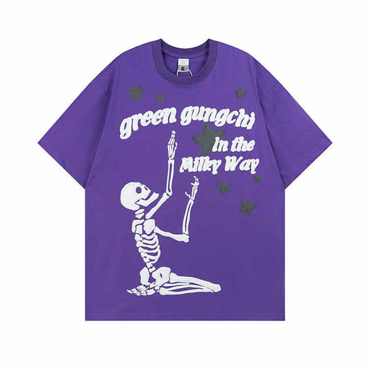 American Retro Star Skull Print Short Sleeve