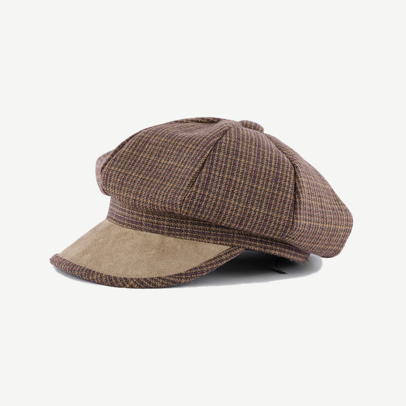 Fashion Octagonal Cap Female Thin Plaid