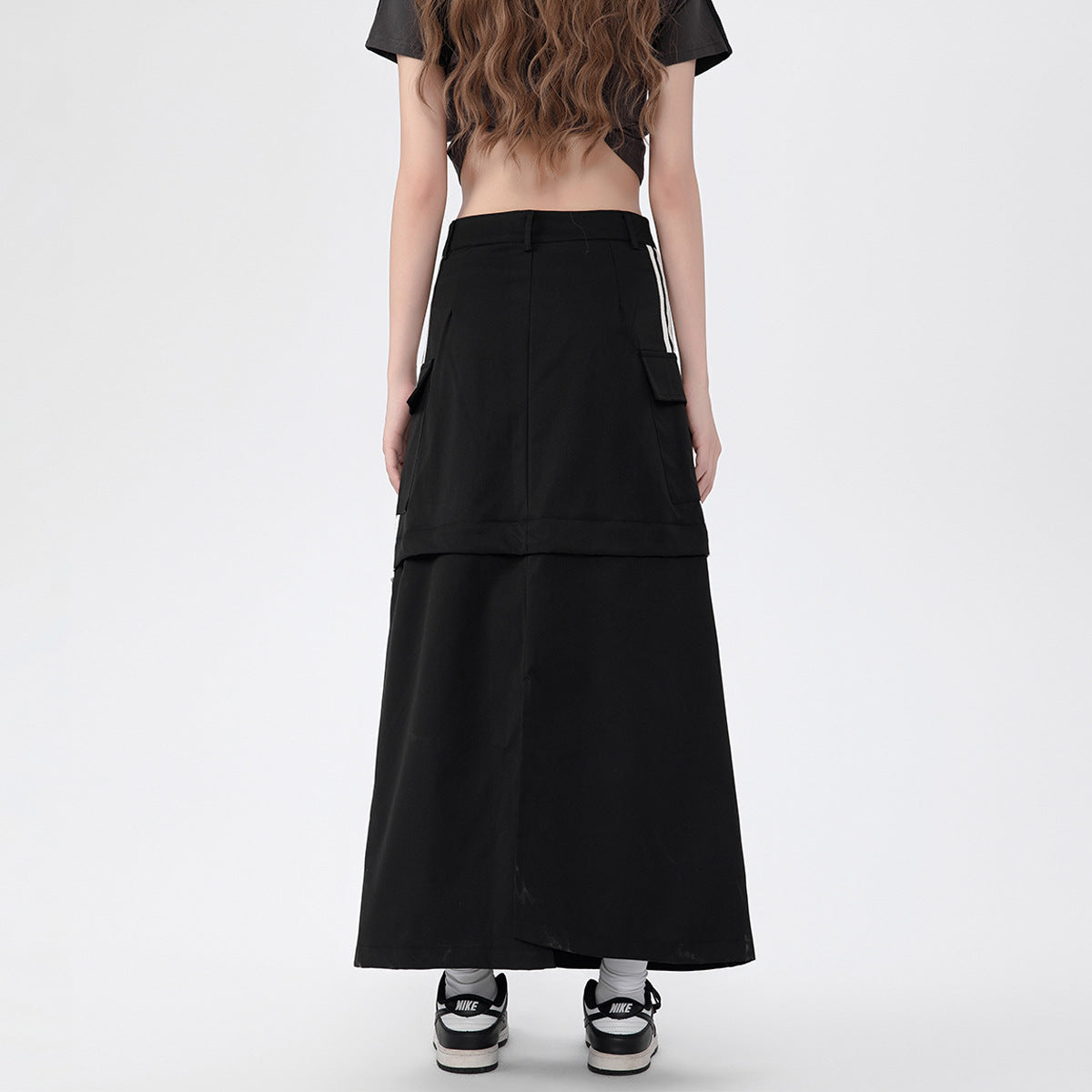 Casual Loose Long Dress Women's Split Detachable High Waist Skirt