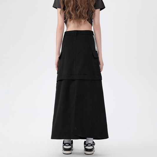 Casual Loose Long Dress Women's Split Detachable High Waist Skirt