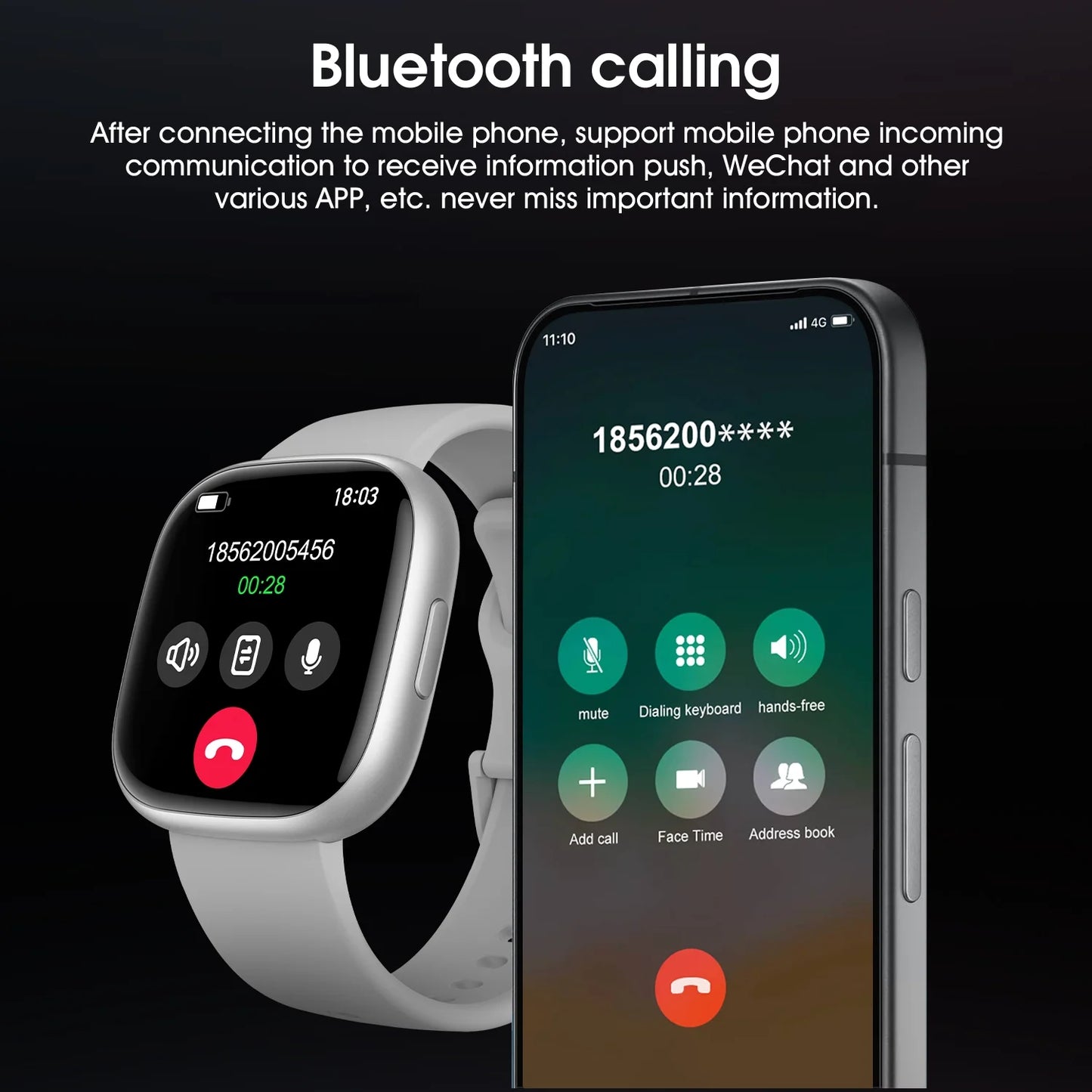 2025 Women'S Smartwatch, 1.72 Inch, Sports Tracker for Men and Women, Answer / Make Calls / Multiple Sports Modes / Information Reminders, Ip67 Waterproof Fitness Tracker for Android(Black)