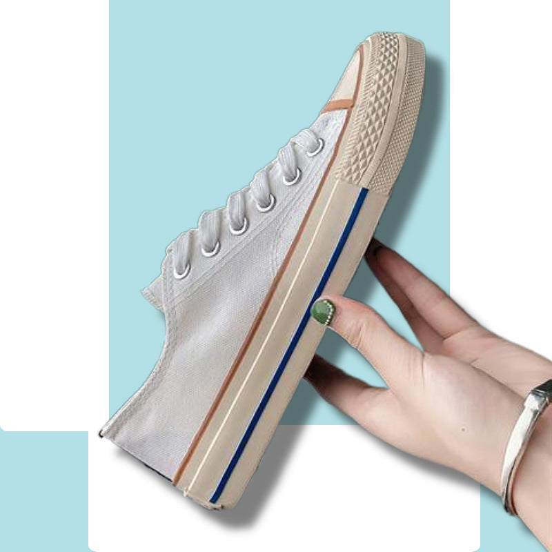 Women's Korean Style Low Top Student White Canvas Shoes