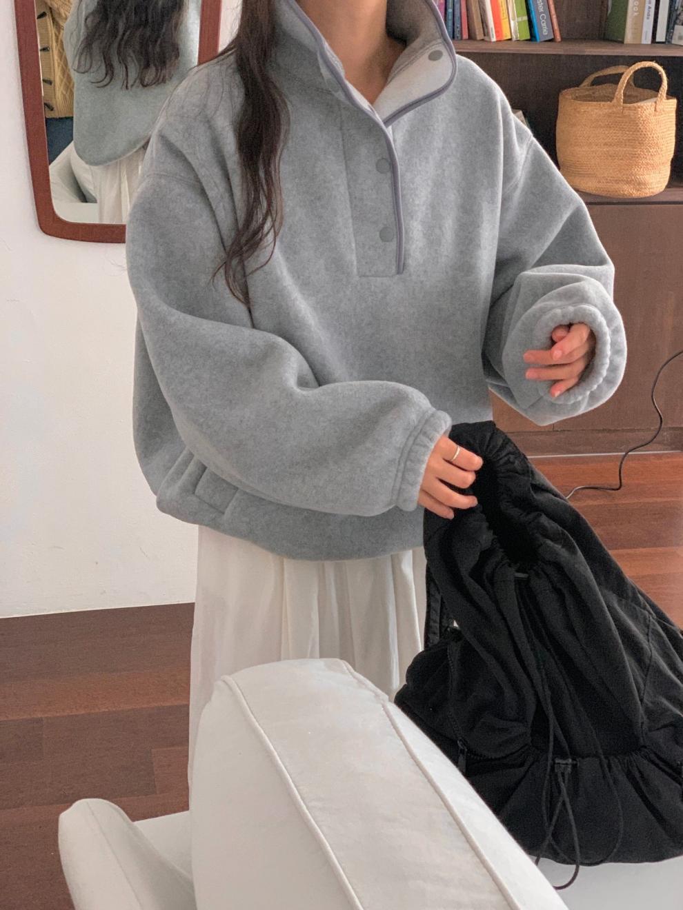 Stand Collar Fleece Loose Sweater Top
