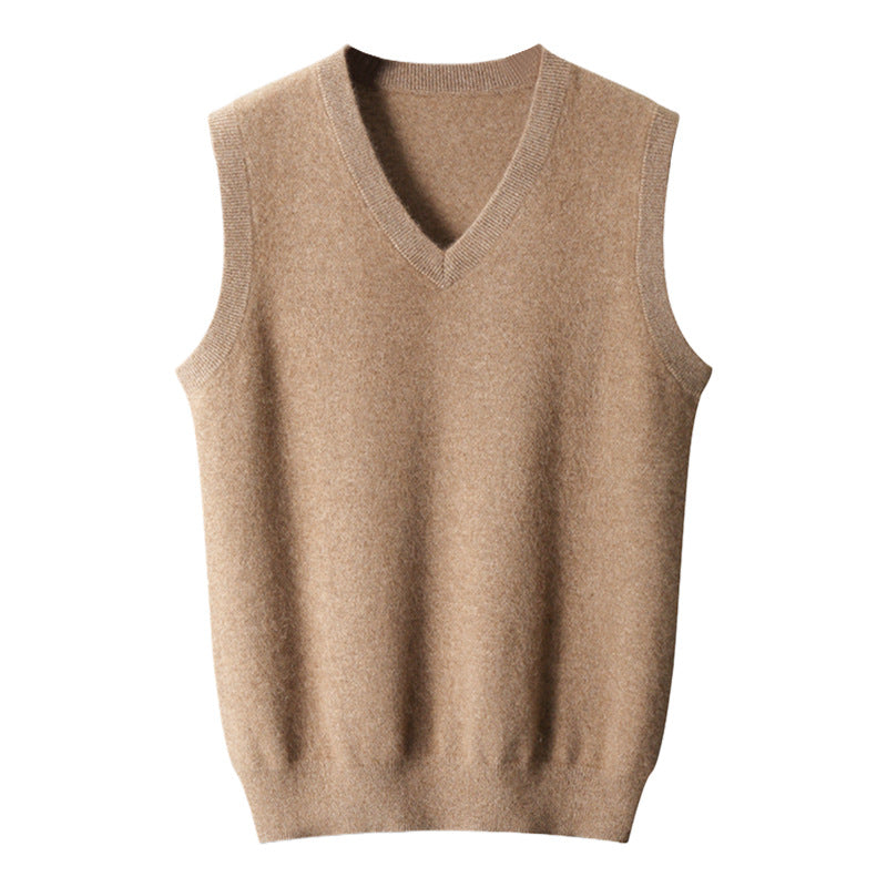 Afslappet ærmeløs V-hals sweater til midaldrende