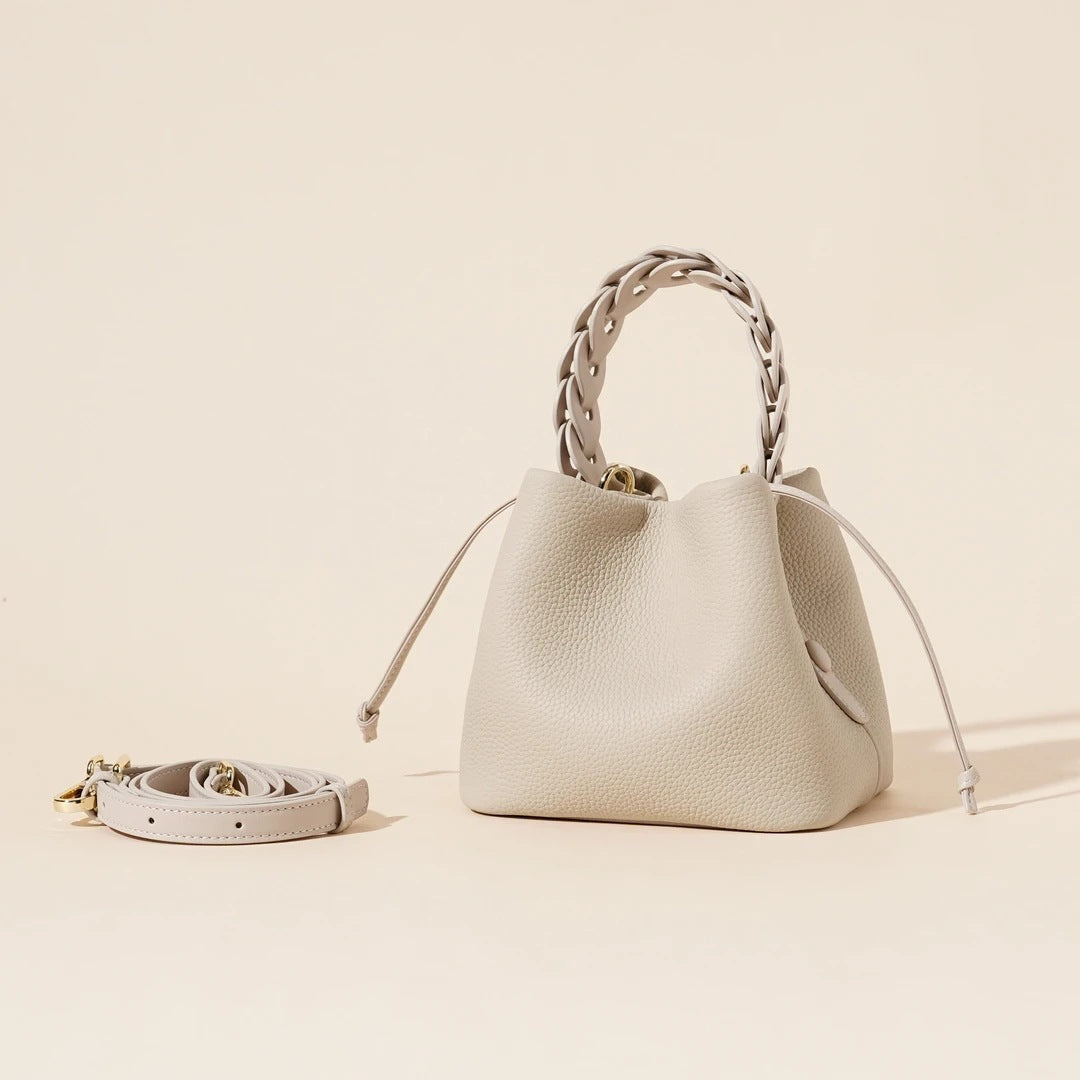 First Layer Leather One-shoulder Crossbody Vegetable Basket Bucket Bag