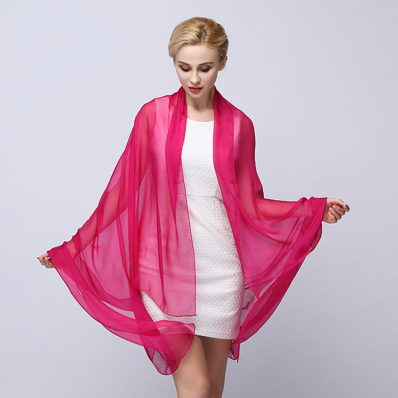 Pure Color Elegant Women's Silk Scarf For All Seasons