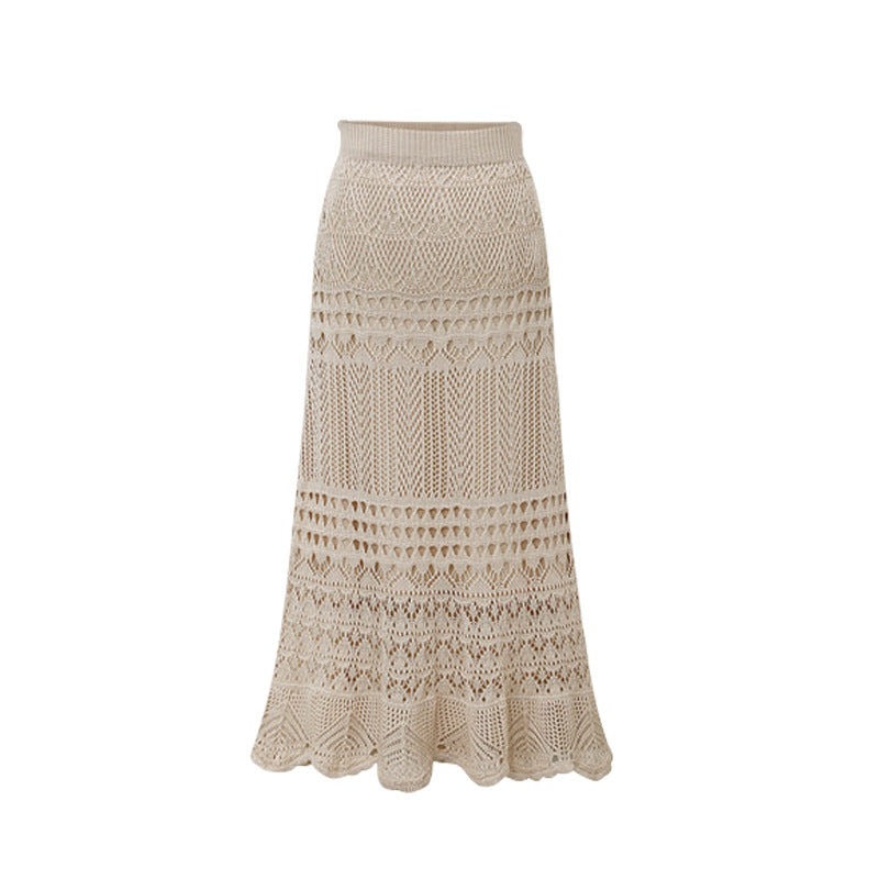 Loose Plus Size Crocheted Hollow Knit Hip-wrapped Mid-length Dress