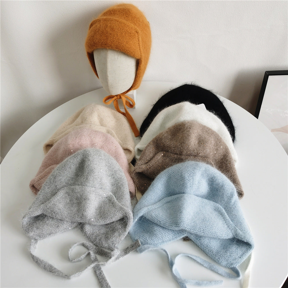 Women's Autumn And Winter Warm Rabbit Fur Sequin Hat