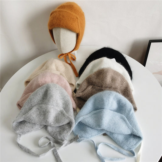 Women's Autumn And Winter Warm Rabbit Fur Sequin Hat
