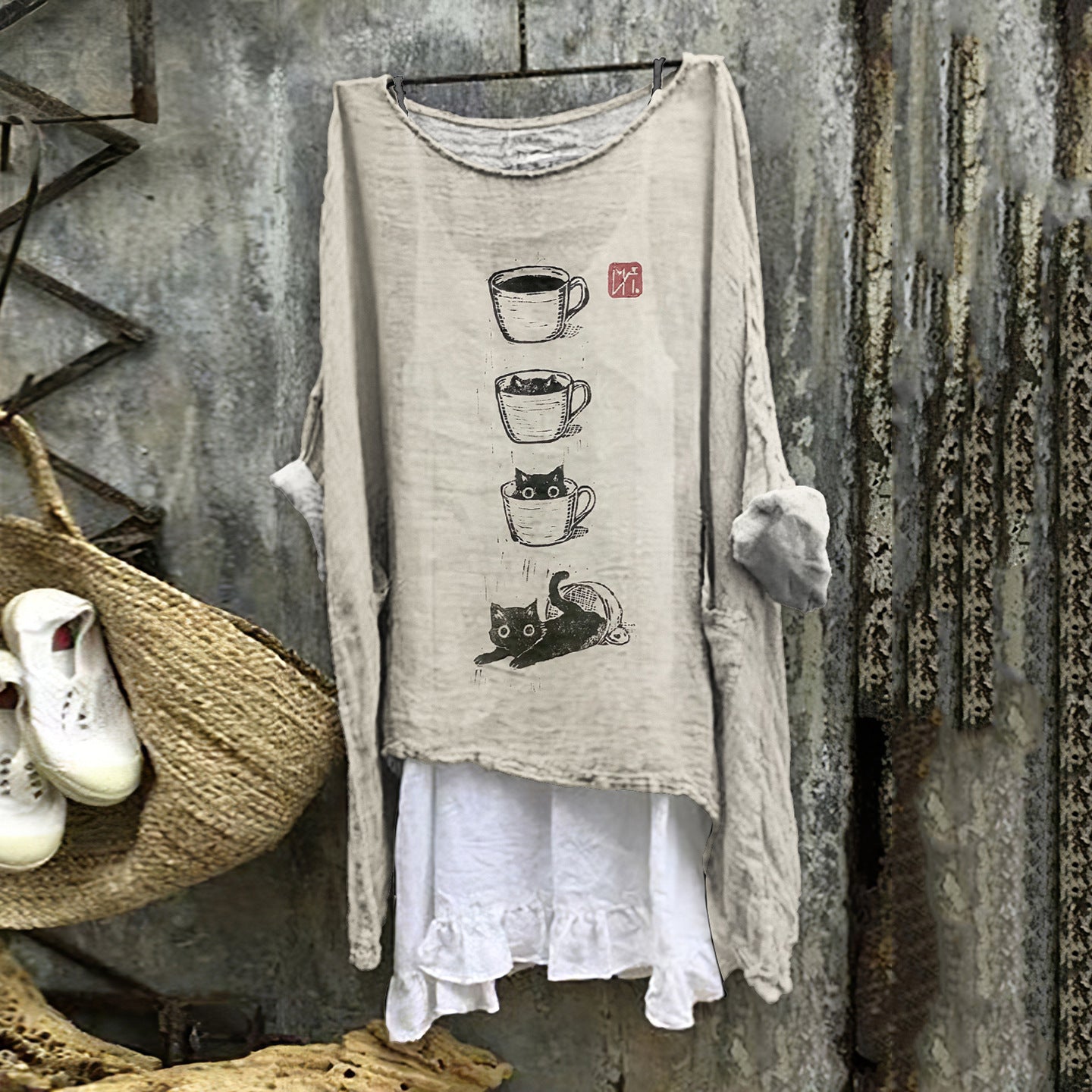 Summer Monsoon Long Sleeve Printed Urban Leisure Pullover Single Top