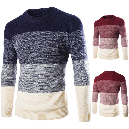 Herresweater Pullover Britisk Slank Rund Hals Farvematchende