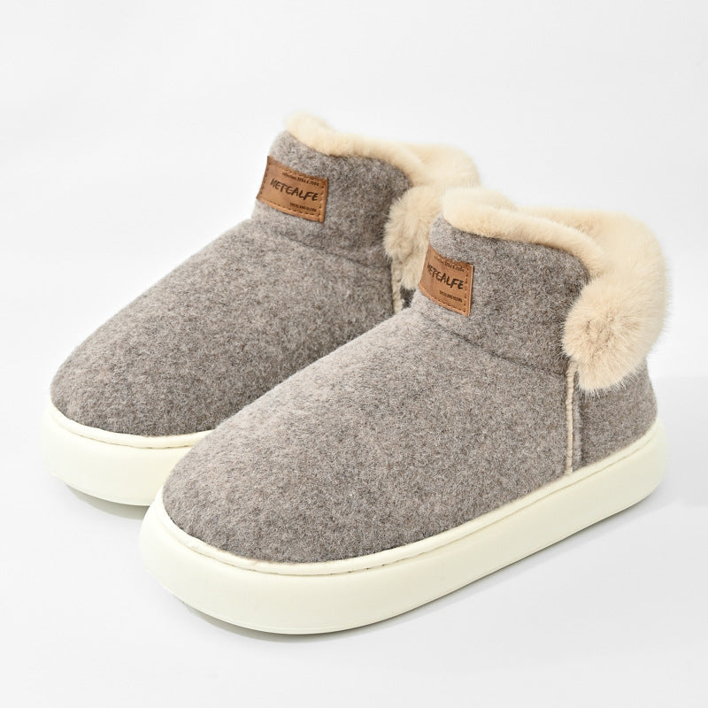 Men And Women Indoor Keep Warm Outerwear Bag Heel Plus Velvet Snow Boots