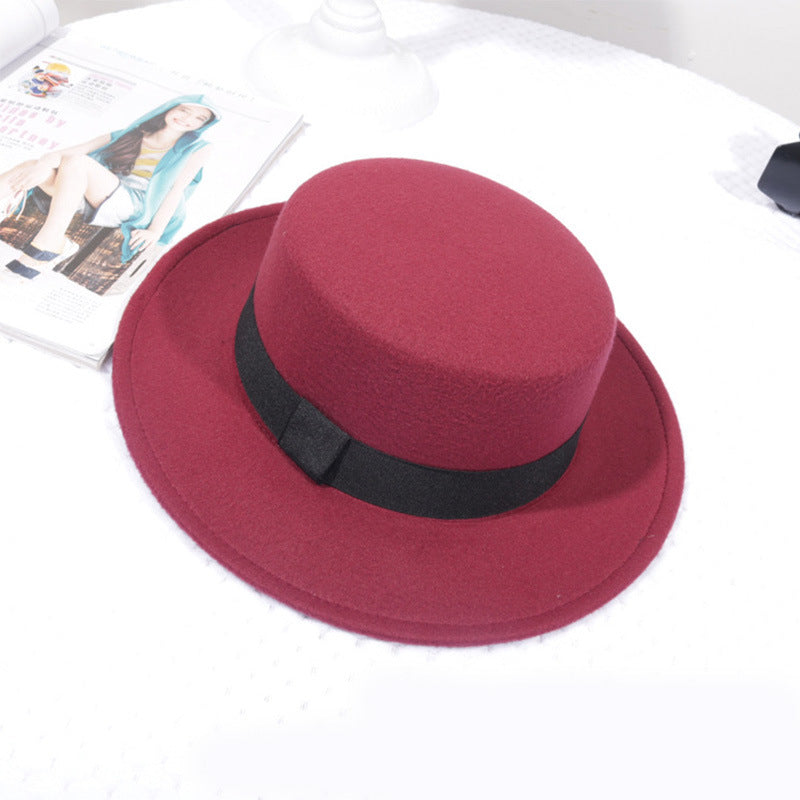 Flat Top Retro British Big Brim Fedora Hat Street Leisure