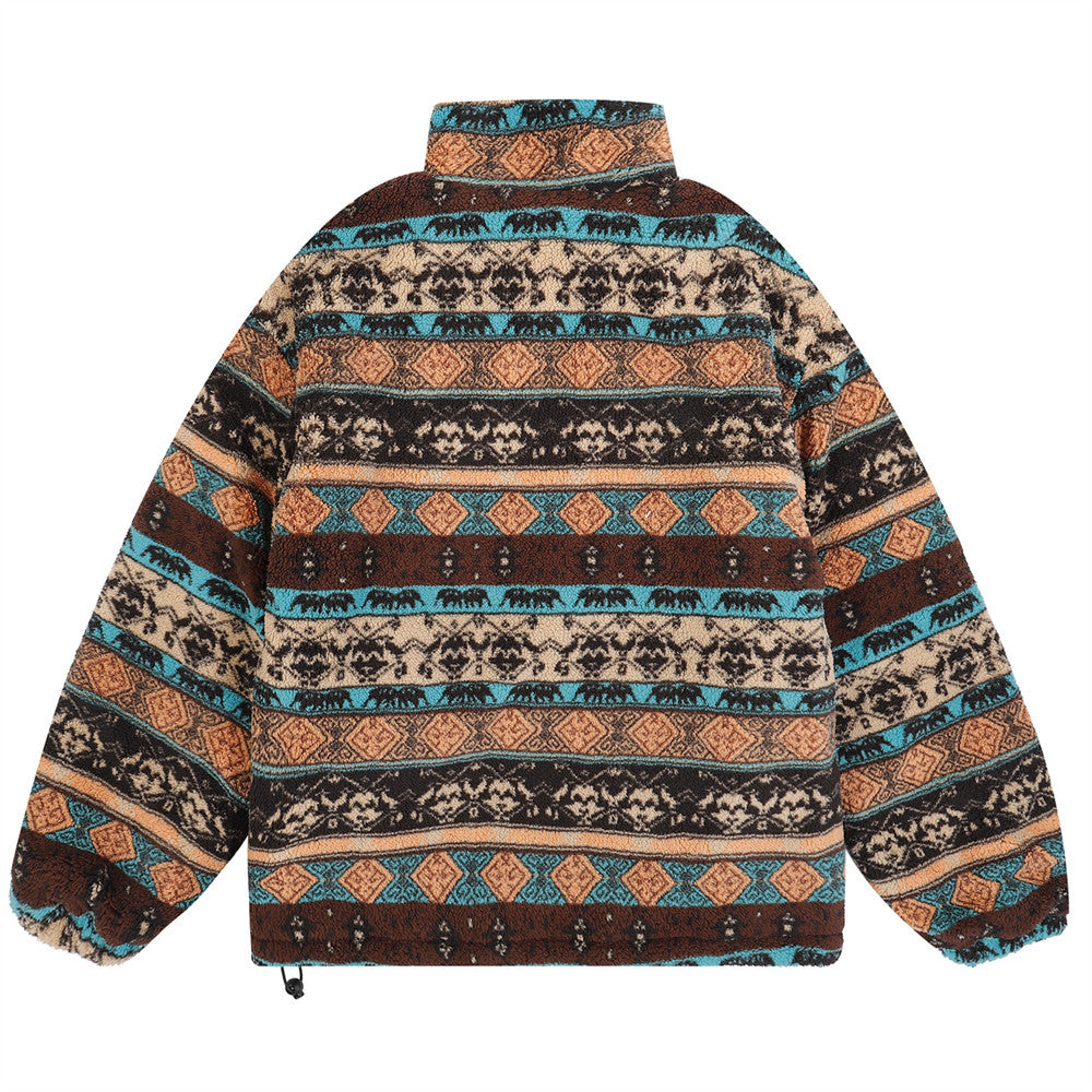 Alphabet Embroidery Lamb Fleece Cotton Coat Male