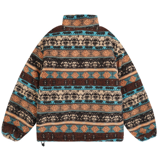 Alphabet Embroidery Lamb Fleece Cotton Coat Male