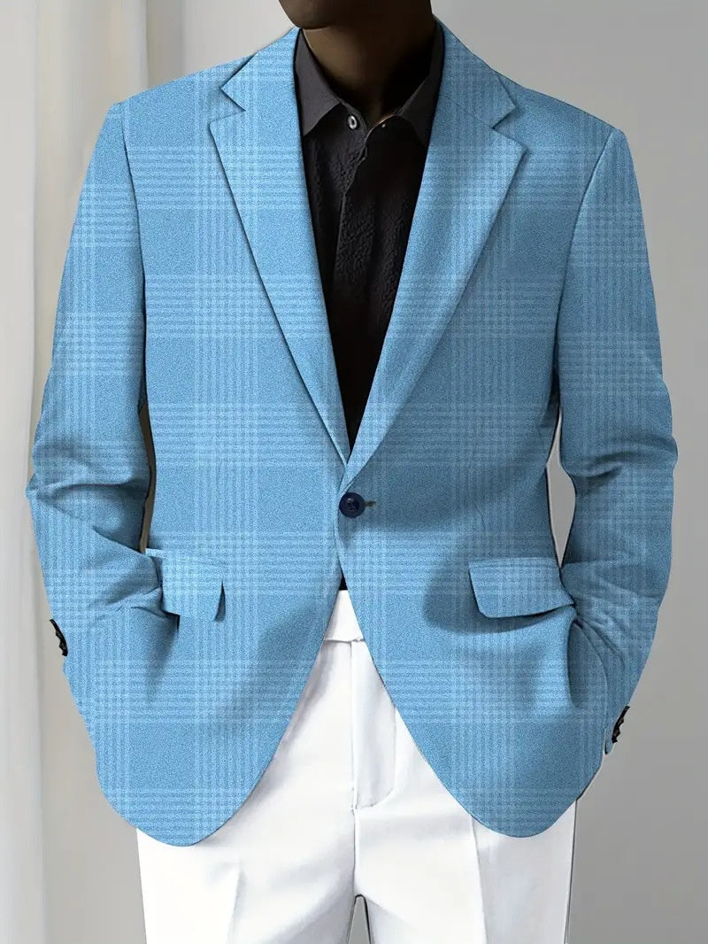 Men's Single Row Two Button Plaid Blazer