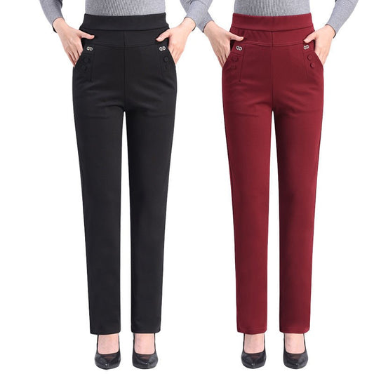 Middle-aged Women's Pants Loose High Waist Straight Casual