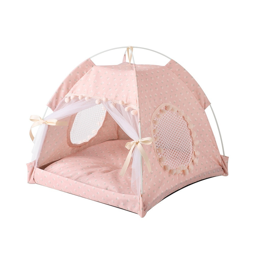 Cat Nest Kennel Summer Semi-closed House Mat Foldable Outdoor Pet Tent