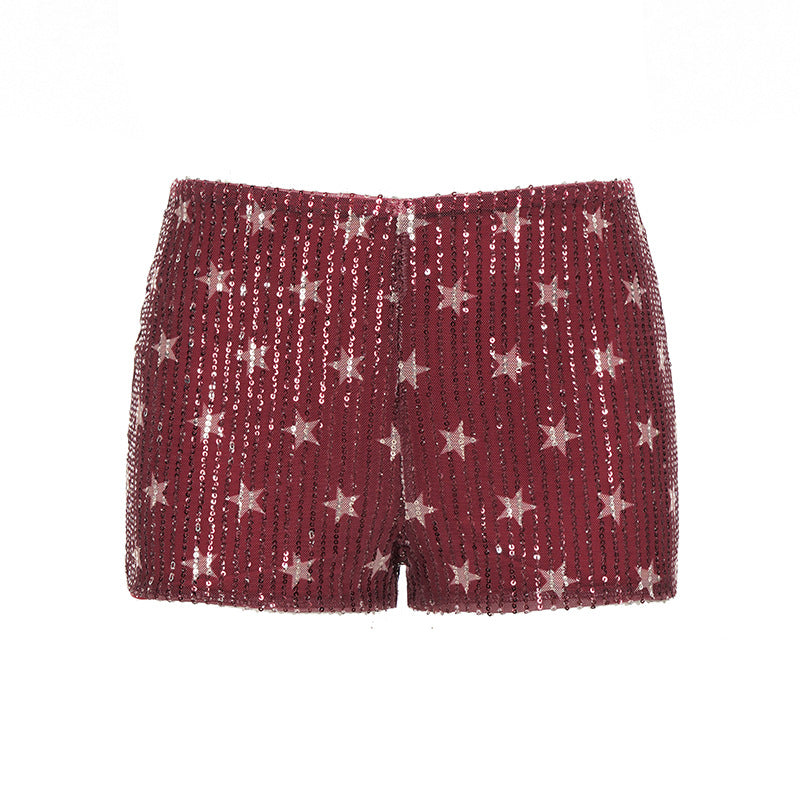 Sequined Printed Fashion Women's Wear Casual Shorts