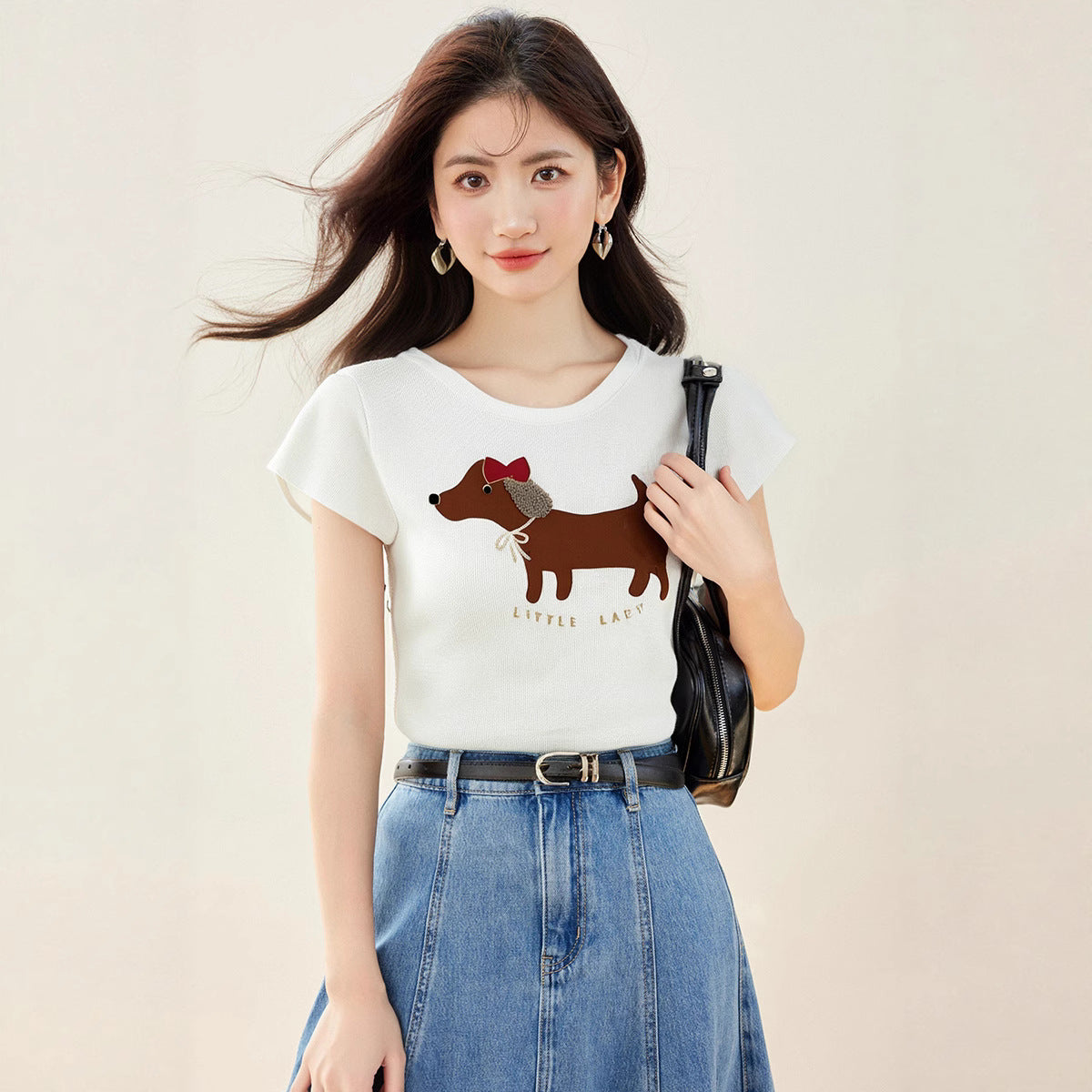 Puppy Printed Batwing Sleeve Waistcoat Casual Sleeveless Top